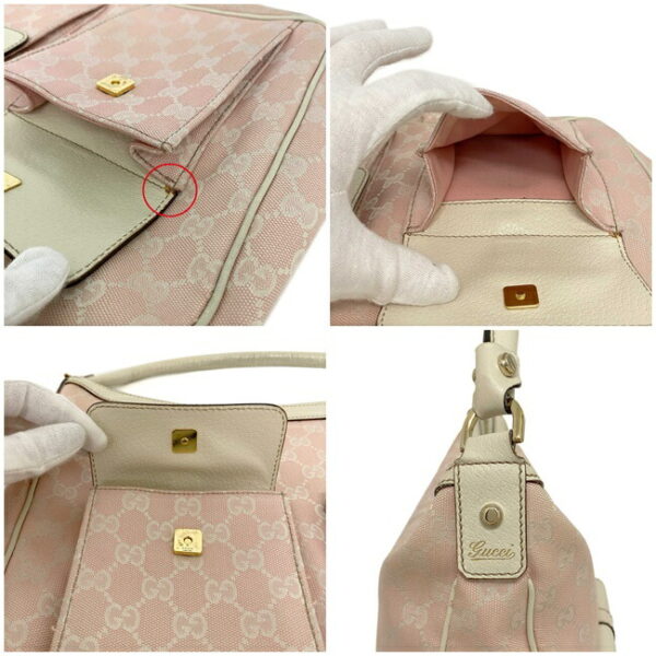 ec14017 9 Gucci Abbey Shoulder Bag Canvas Leather Pink White