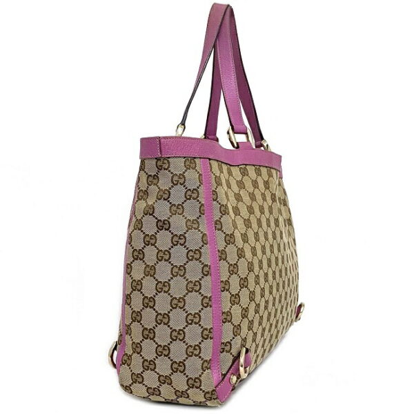 ec14259 2 Gucci Abbey Tote Bag Canvas Leather Beige Pink