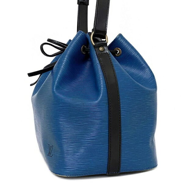 ec15041 3 Louis Vuitton Petit Noe Drawstring Bag Leather Blue Black