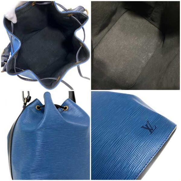 ec15041 9 Louis Vuitton Petit Noe Drawstring Bag Leather Blue Black