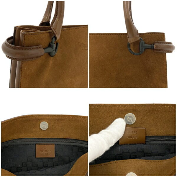 ec15176 10 Gucci Horsebit Handbag Leather Suede Brown