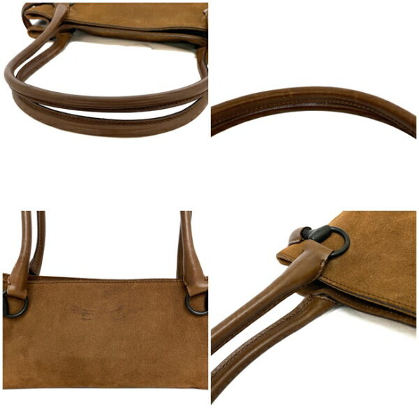 ec15176 9 Gucci Horsebit Handbag Leather Suede Brown