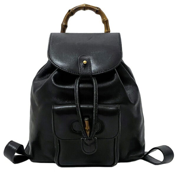 ec15436 1 Gucci Bamboo Mini Backpack Leather Black