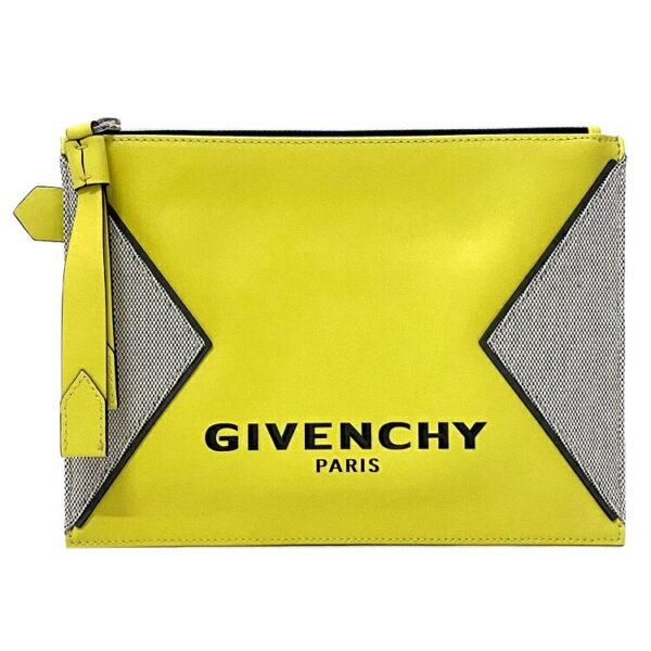 ec15470 1 Givenchy Clutch Bag Leather Canvas Yellow Gray