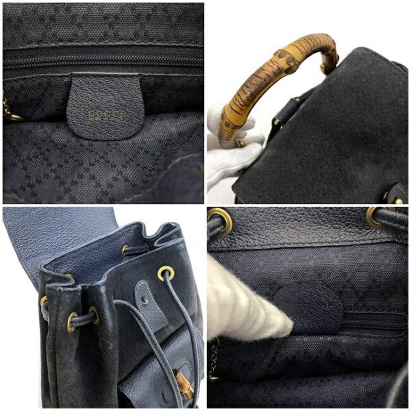 ec15872 10 Gucci Suede Bamboo Mini Backpack Blue Blue