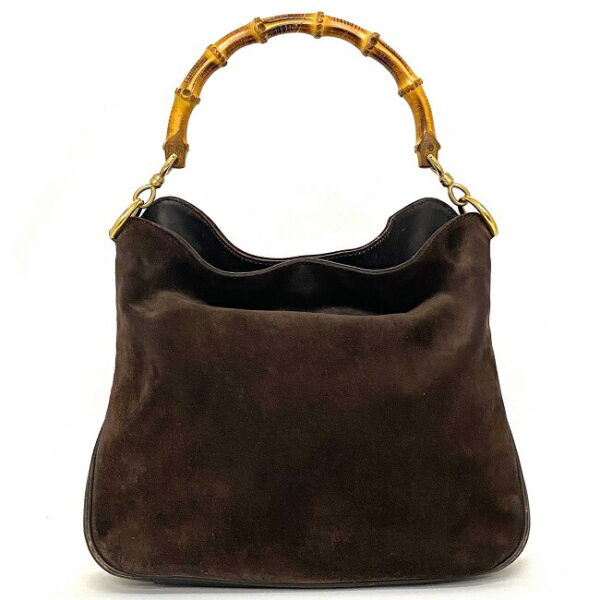 ec16116 3 Gucci Bamboo Shoulder Bag Leather Suede Brown