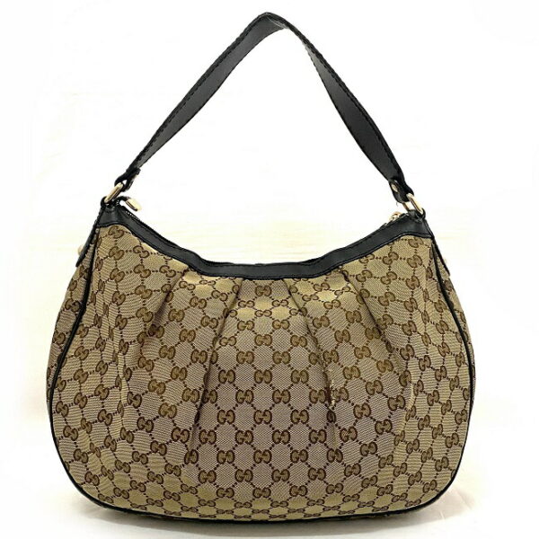 ec16191 3 Gucci GG Shoulder Tote Bag Canvas Leather Beige Black