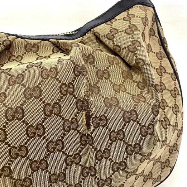 ec16191 7 Gucci GG Shoulder Tote Bag Canvas Leather Beige Black