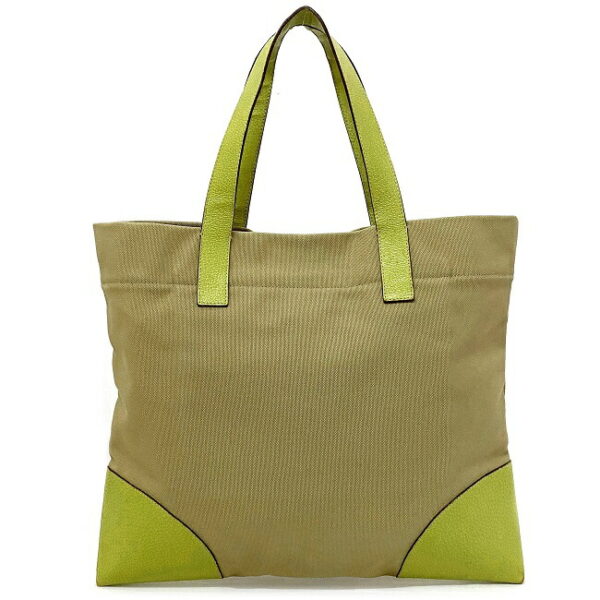 ec16261 3 Prada Tote Bag Canvas Leather Beige Green