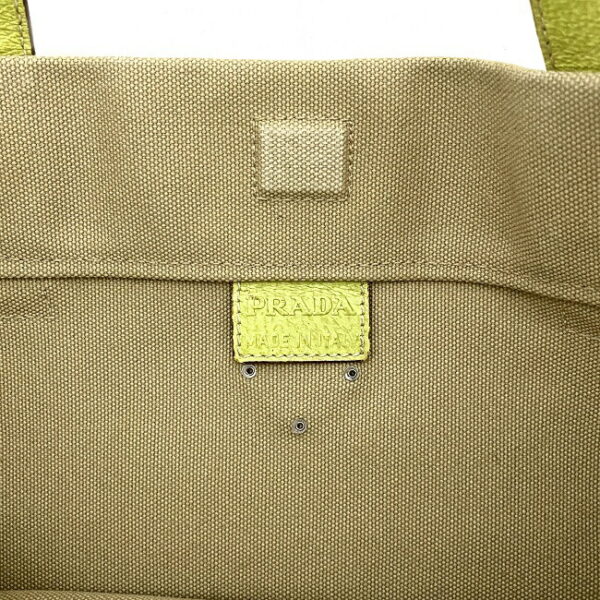 ec16261 9 Prada Tote Bag Canvas Leather Beige Green