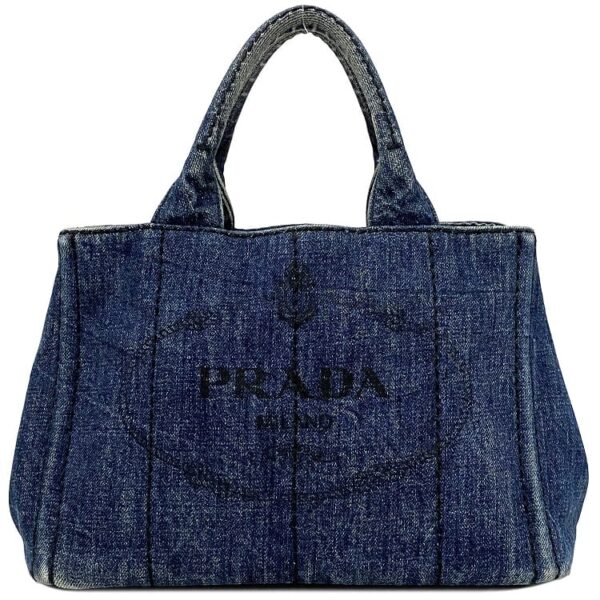 ec16564 1 Prada Canapa Tote Bag Denim Canvas Blue