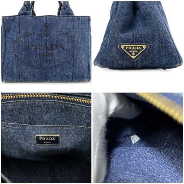 ec16564 10 Prada Canapa Tote Bag Denim Canvas Blue