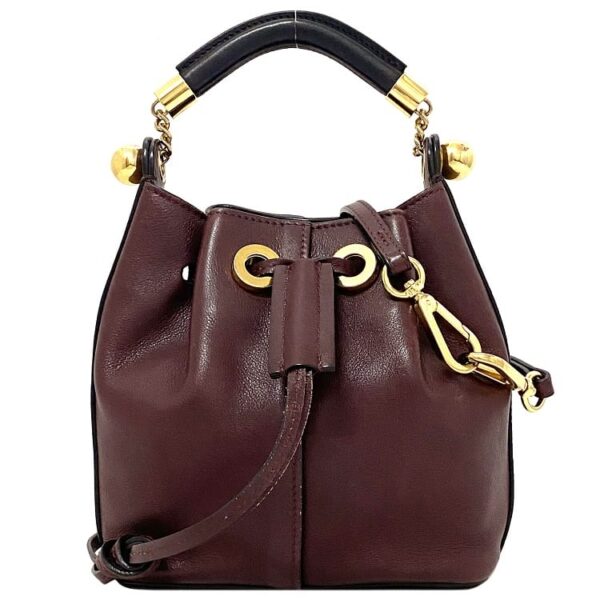 ec16742 1 Chloe Drawstring Shoulder Bag Leather Wine Red