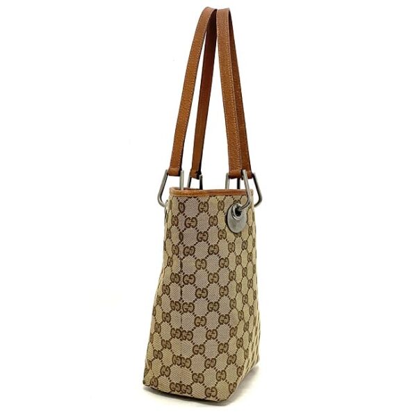 ec16958 2 Gucci Tote Bag GG Canvas Leather Beige Brown