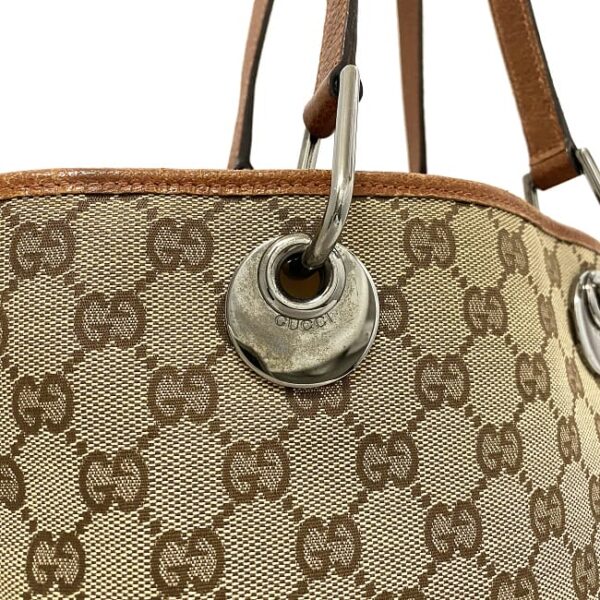 ec16958 9 Gucci Tote Bag GG Canvas Leather Beige Brown