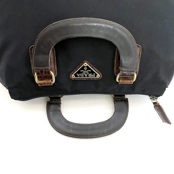 ec16970 7 Prada Handbag Nylon Leather Black Brown