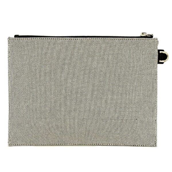 ec17019 2 Givenchy Clutch Bag Jacquard Canvas Leather Gray Black Blue