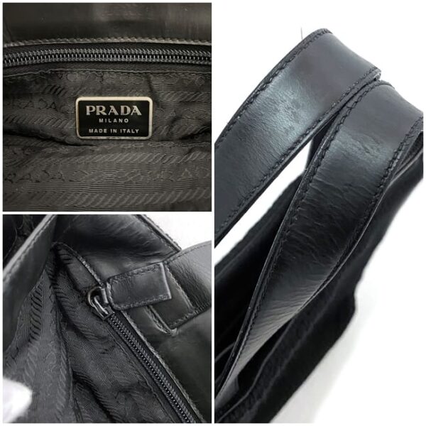 ec17067 10 Prada Tote Bag Wool Leather Black