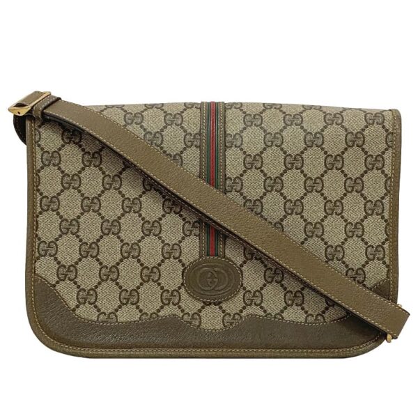 ec17152 1 Gucci Shoulder Bag GG Leather Brown Beige