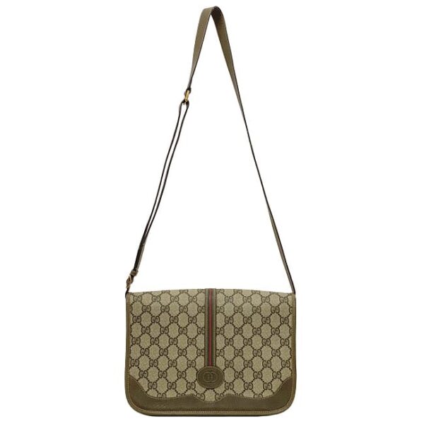 ec17152 2 Gucci Shoulder Bag GG Leather Brown Beige