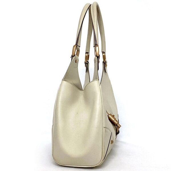 ec17214 2 Gucci Jackie Handbag Leather Canvas White Beige