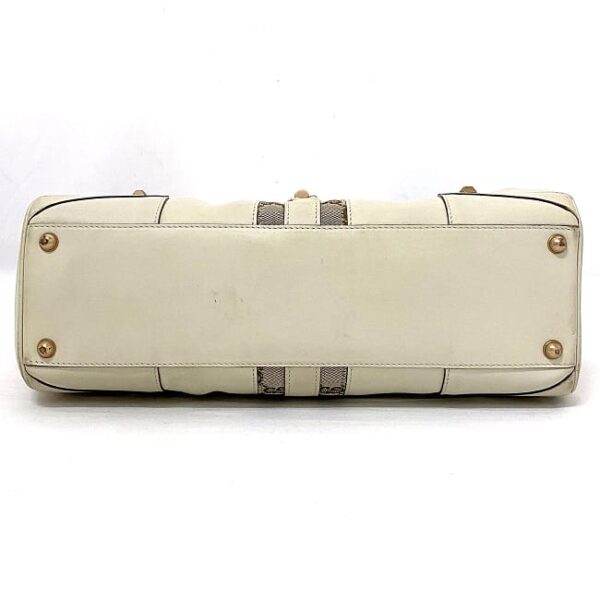 ec17214 4 Gucci Jackie Handbag Leather Canvas White Beige