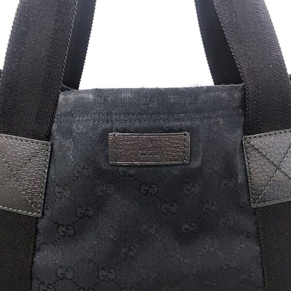 ec17411 7 Gucci Tote Bag GG Canvas Leather Black