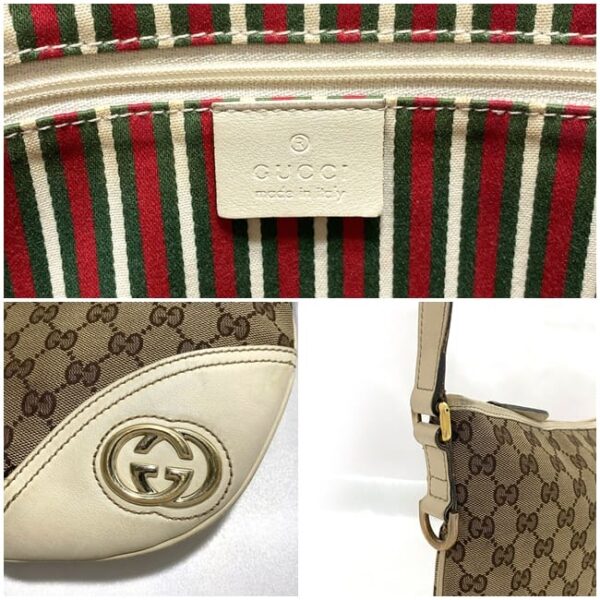 ec17453 10 Gucci Interlocking Shoulder Bag GG Canvas Leather Brown White