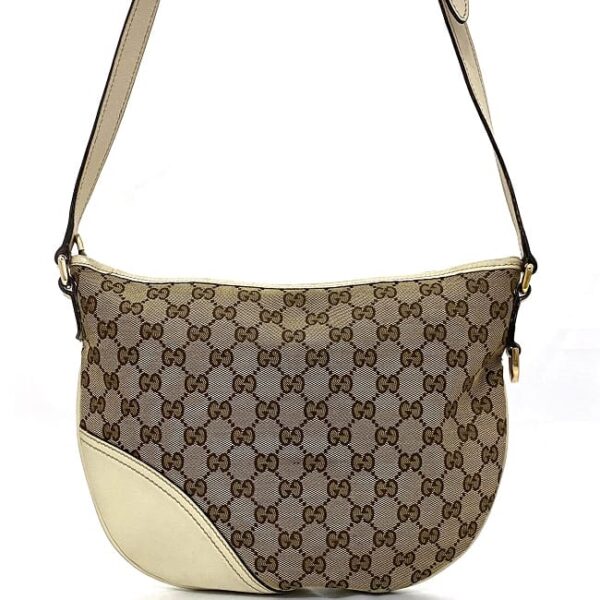 ec17453 4 Gucci Interlocking Shoulder Bag GG Canvas Leather Brown White