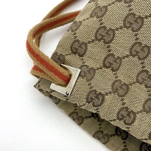 ec17618 7 Gucci Drawstring Backpack GG Supreme Canvas Leather Beige Brown