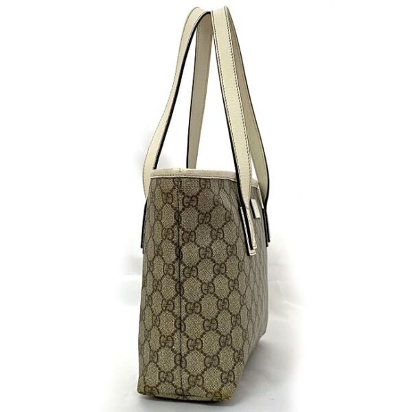 ec17677 2 Gucci Tote Bag GG Supreme Leather Beige Brown White