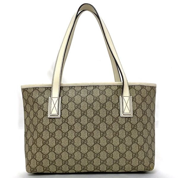 ec17677 3 Gucci Tote Bag GG Supreme Leather Beige Brown White