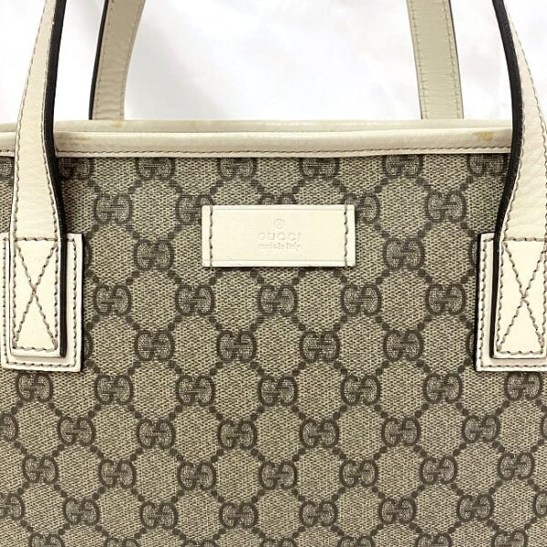 ec17677 6 Gucci Tote Bag GG Supreme Leather Beige Brown White