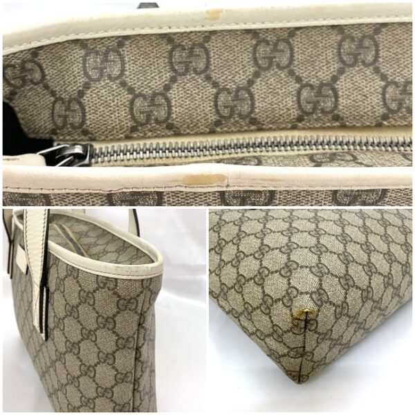 ec17677 8 Gucci Tote Bag GG Supreme Leather Beige Brown White