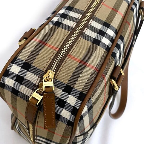 ec18236 8 Burberry Bag Nylon Canvas Leather Beige Brown