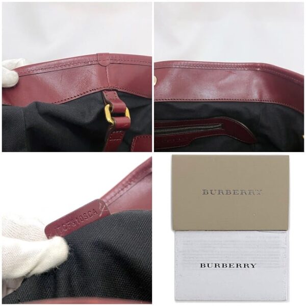 ec18282 10 Burberry Tote Bag Mega Check Canvas Leather Beige Red