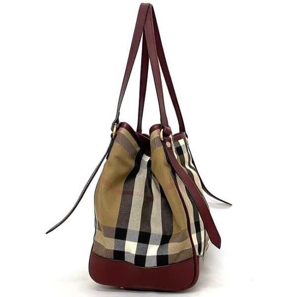 ec18282 2 Burberry Tote Bag Mega Check Canvas Leather Beige Red