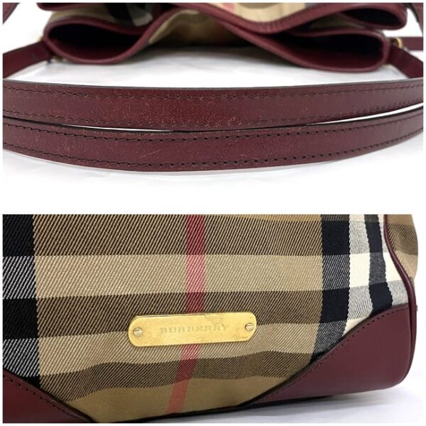 ec18282 9 Burberry Tote Bag Mega Check Canvas Leather Beige Red