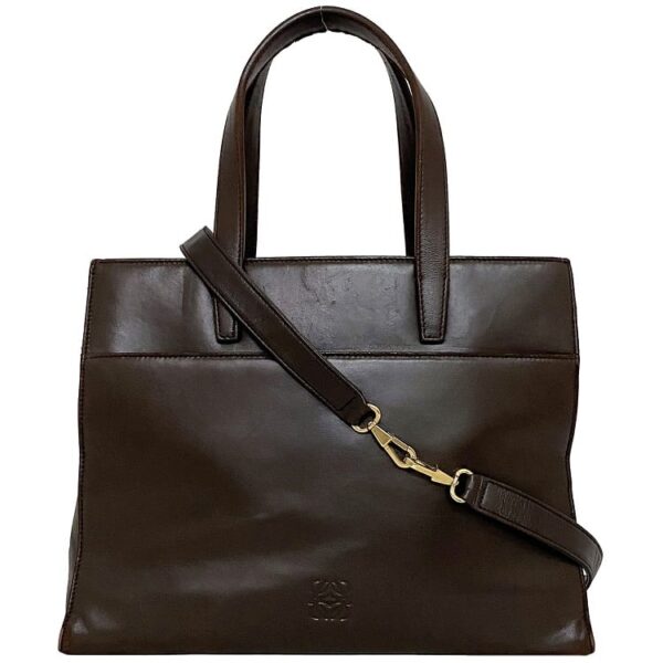 f 18439 1 Loewe 2WAY Handbag Nappa Leather Brown