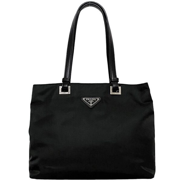 f 18463 1 Prada Tote Bag Nylon Leather Black