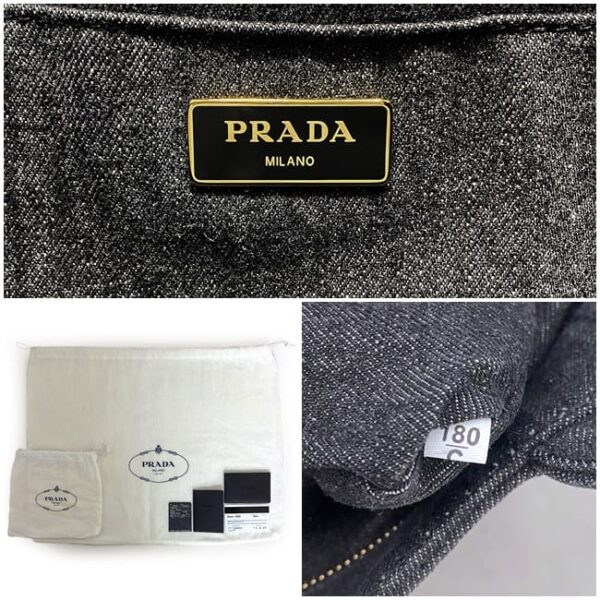 f 18482 10 Prada Canapa Tote Bag Denim Canvas Gray