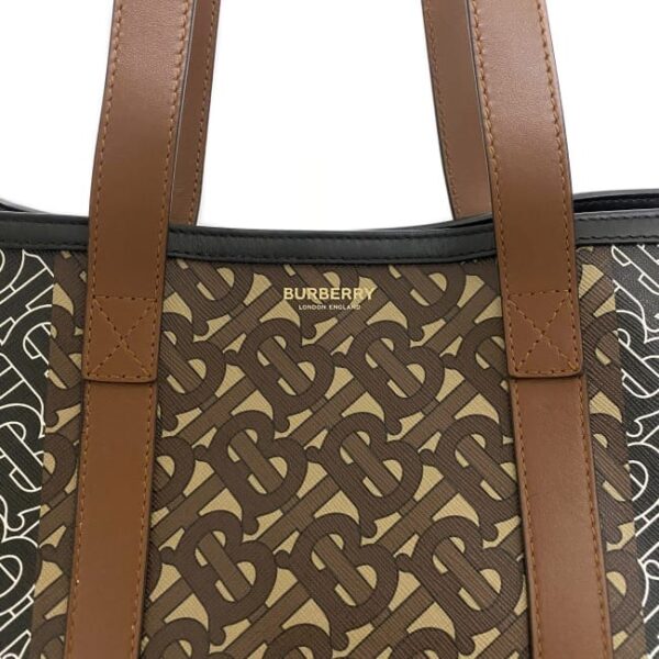 f 18592 7 Burberry Tote Bag TB Monogram Leather Brown Beige Black