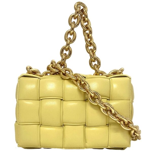 f 18641 1 Bottega Veneta Chain Cassette Shoulder Bag Leather Yellow