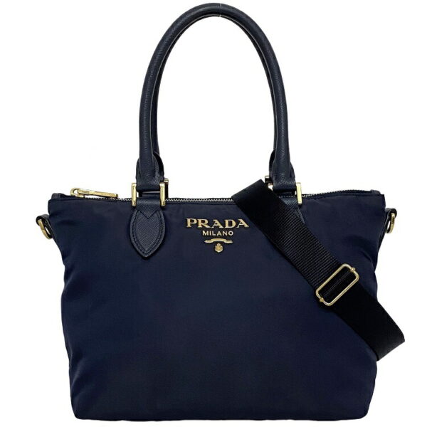 f 18718 1 Prada 2way Handbag Nylon Leather Blue