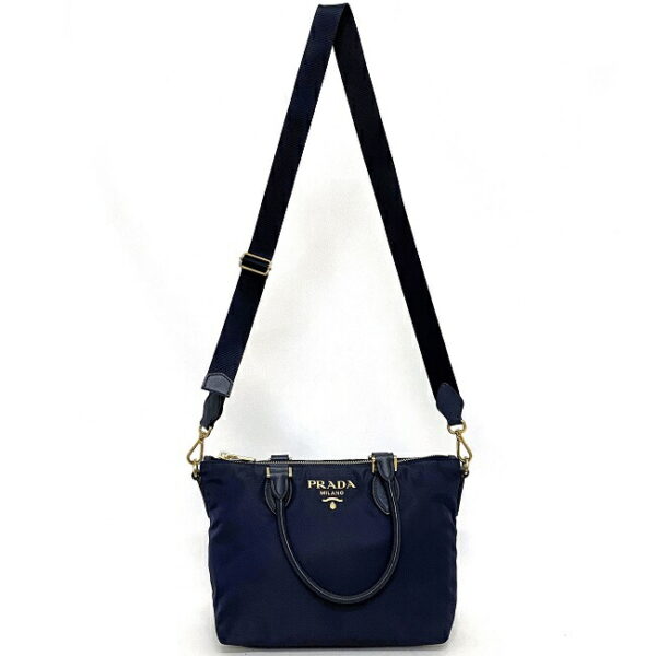 f 18718 2 Prada 2way Handbag Nylon Leather Blue