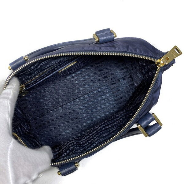 f 18718 7 Prada 2way Handbag Nylon Leather Blue