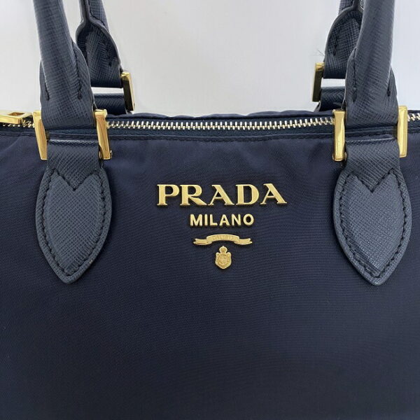 f 18718 8 Prada 2way Handbag Nylon Leather Blue