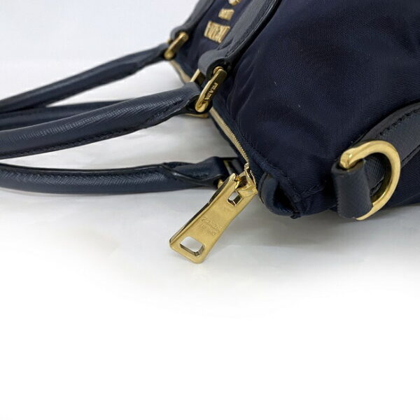 f 18718 9 Prada 2way Handbag Nylon Leather Blue