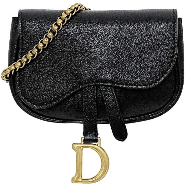 f 20337 1 Christian Dior Mini Pouch Saddle Leather Black