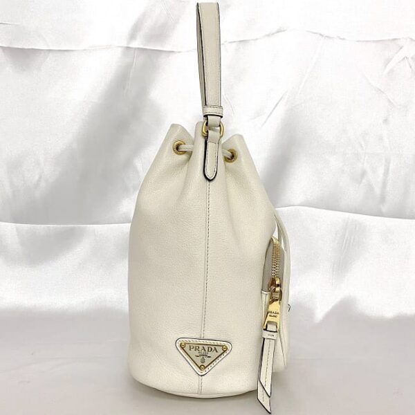 f 20366 3 Prada Drawstring 2way Bag Leather White